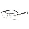 Fashionable Metal Square Frame Blue Light Blocking Reading Glasses Classic Business-Style Presbyopia Glasses with Plus Diopters