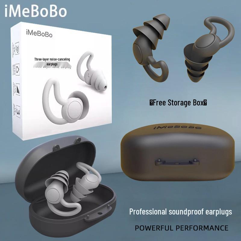 

Noise-Canceling Earplugs for Sleep and Study – Anti-Disturbance, Soundproof Design Gray 2-layer with Clear Storage Box
