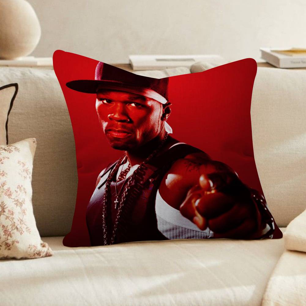 Cent American Hit Pop Hip Hop Rapper Music Cushion Cover Car Throw Pillow Case For Sofa Car Christmas Gift