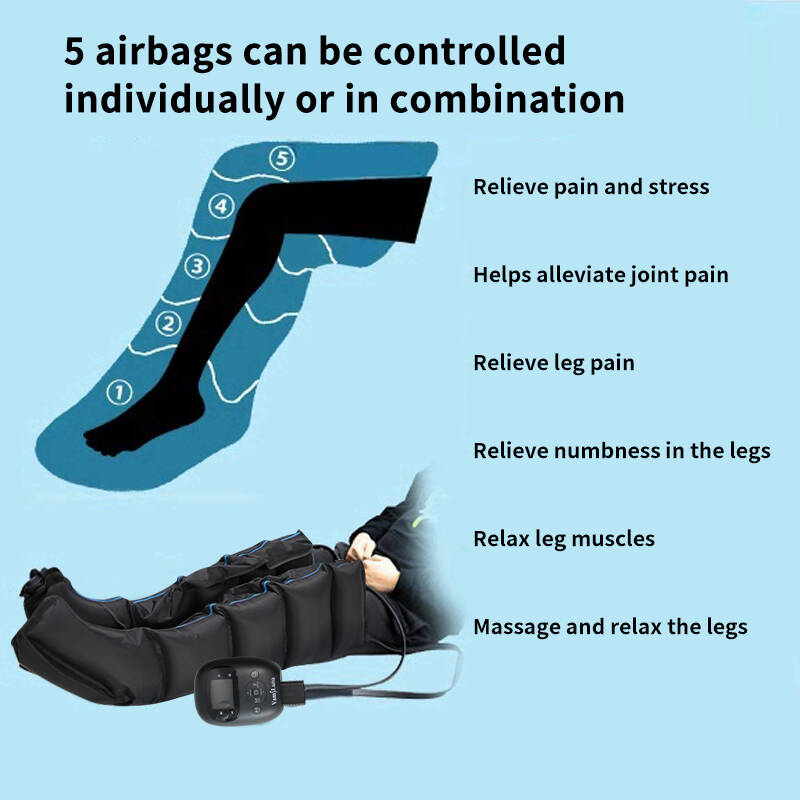 Wireless Air Compression Leg Massager with 6 Modes and 8 Intensities 360 Degree Full Leg Recovery Rechargeable 2000mAh Battery for Athletes