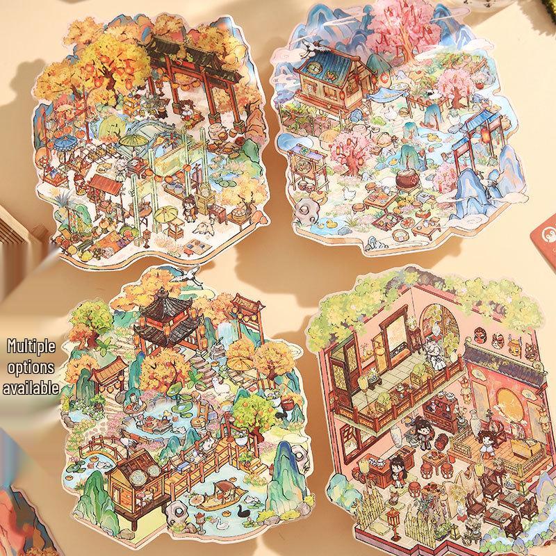 Mr. Paper 3D Scenery Flat Sticker Journal - National Style by Moyan Cultural Goods