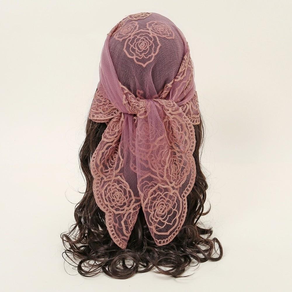 Floral Embroidery Lace Scarf Lightweight Sunscreen Shawls Fashion Headscarf Summer