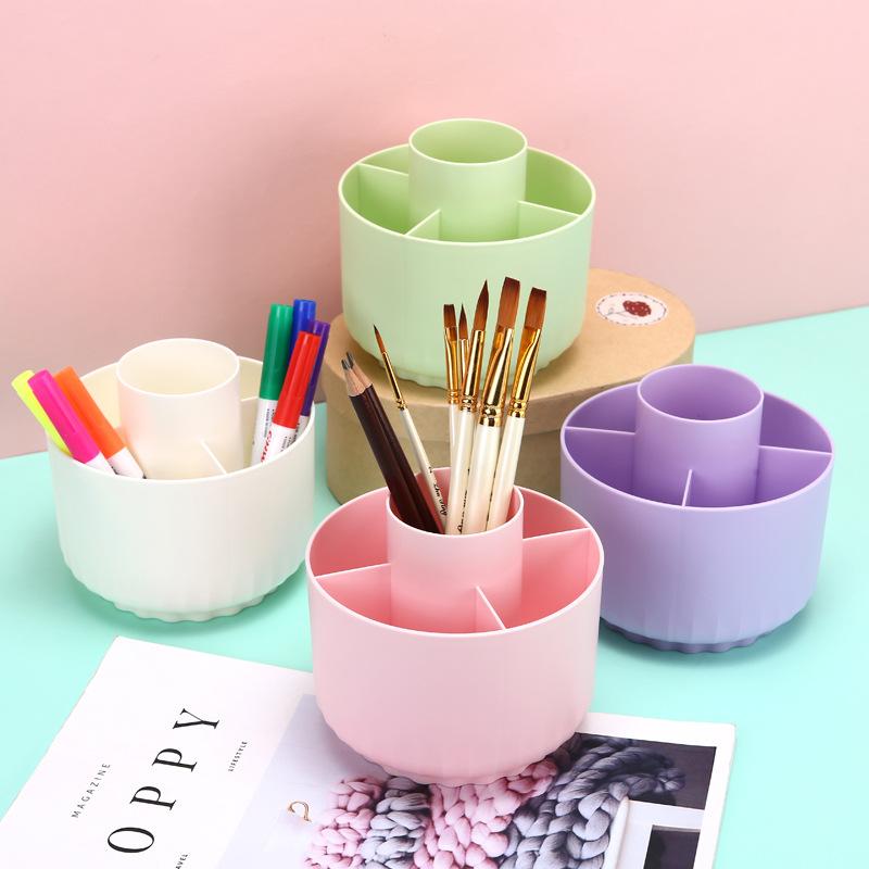INS-Style Rotating Pen Holder for Students - Large-Capacity Creative Storage Box with High Aesthetics for Desktop