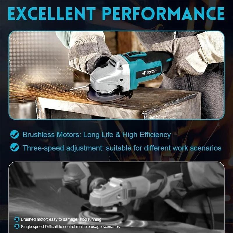 Electric Goddess 125/100mm Brushless Angle Grinder Polishing Machine Cordless Angle Grinder For Makita 18V Battery Pin