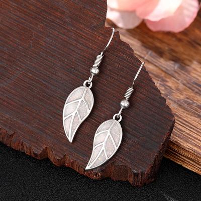 CAOSHI Chic Leaf Shape Enamel Pendant Earrings for Women Graceful Pendant Lady Statement Jewelry Plant Accessories for Female
