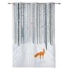 Animal Bird Fox Forest Winter Birch Tree Window Curtains Home Decor Living Room Curtains Kid's Room Cortinas For Kitchen Bedroom