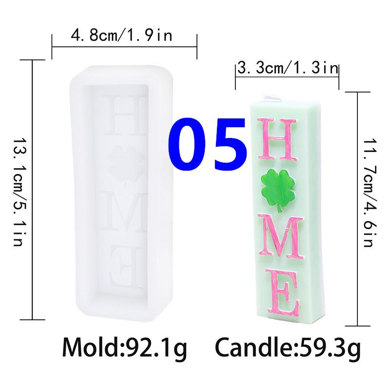 

Flat Slogan Silicone Candle Mold LOVE Slogan Smile Face Clover Designs DIY Soap Candles Plaster Cake Decor Home Ornaments