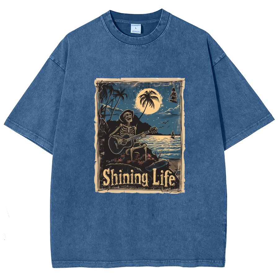 

Американский Аниме Стиль Принт Черепа Выстиранная Футболка Оверсайз Свободная Унисекс Парная С Коротким Рукавом Удобная Хай-стрит 3XL