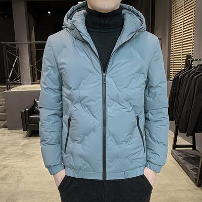 Men's White Duck Down Jacket Men's Korean Version Short Down Jacket Thermal Hooded Jacket