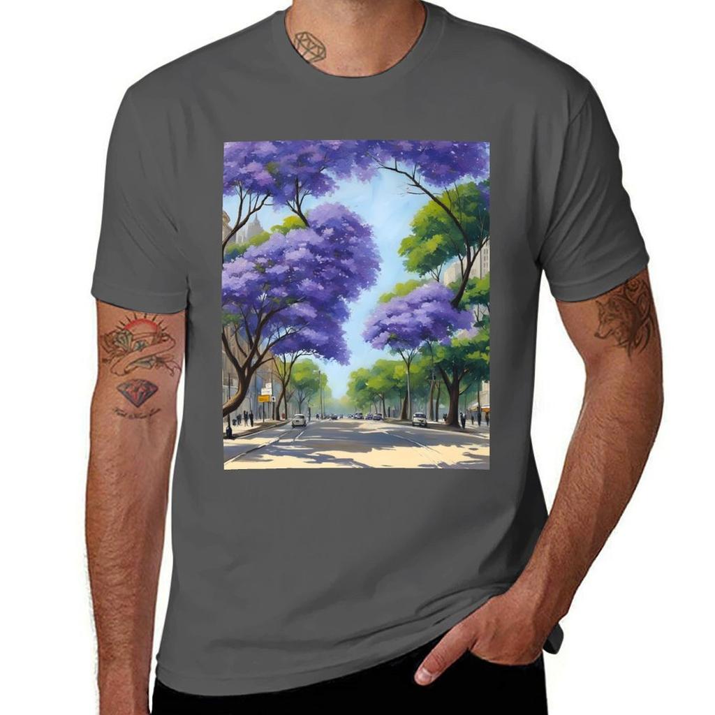 Jacaranda Trees In The Streets Of Historic Buenos Aires Tshirt Thanksgiving Casual Tee