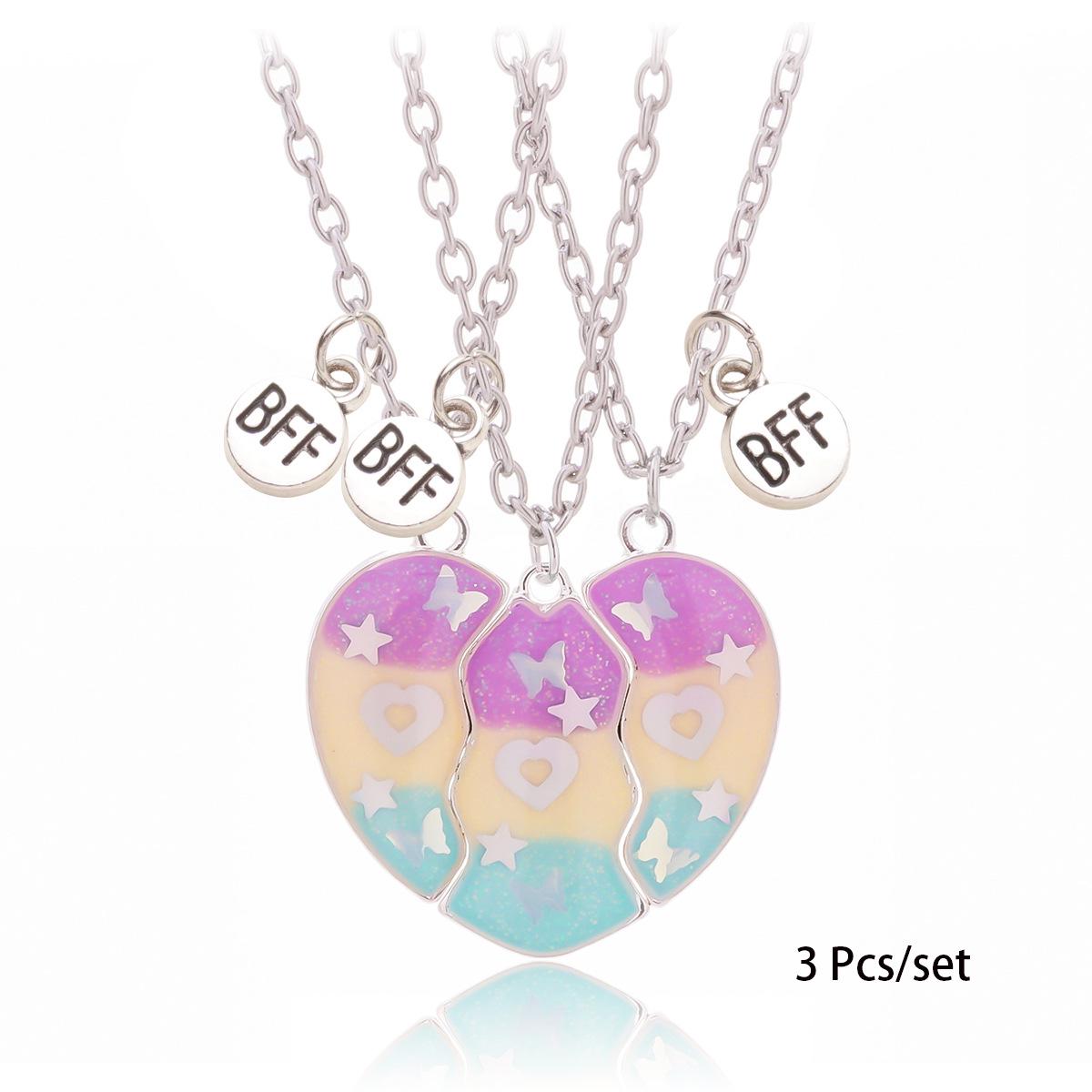 

Good Friends Magnetic Heart Necklace for Three: Children s Star & Sequins Alloy Jewelry - Perfect for Besties & Christmas