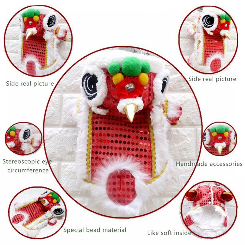 Pet Dog Clothes New Year Chinese Lion Dance Costume Coat For Teddy Costume Small Dog Spring Festival Tang Suit Clothing