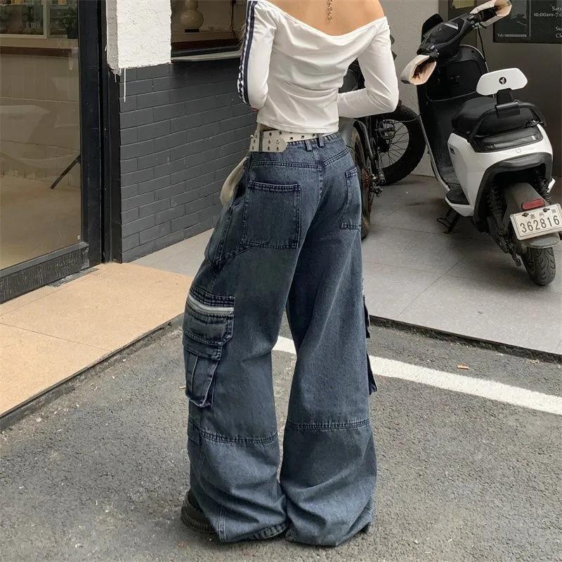 Simic American Retro Heavy-duty Multi-pocket Jeans High Street Hip-hop Trendy Overalls Men's and Women's Wide-leg Pants