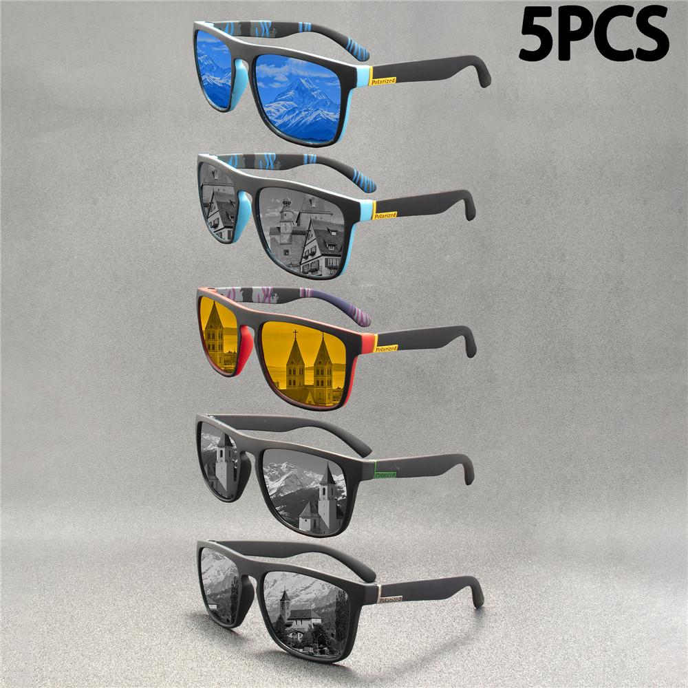 

5PCS Fashion Sunglasses Men Luxury Brand Designer Vintage Outdoor Driving Sun Glasses Male Goggles Shadow Oculos