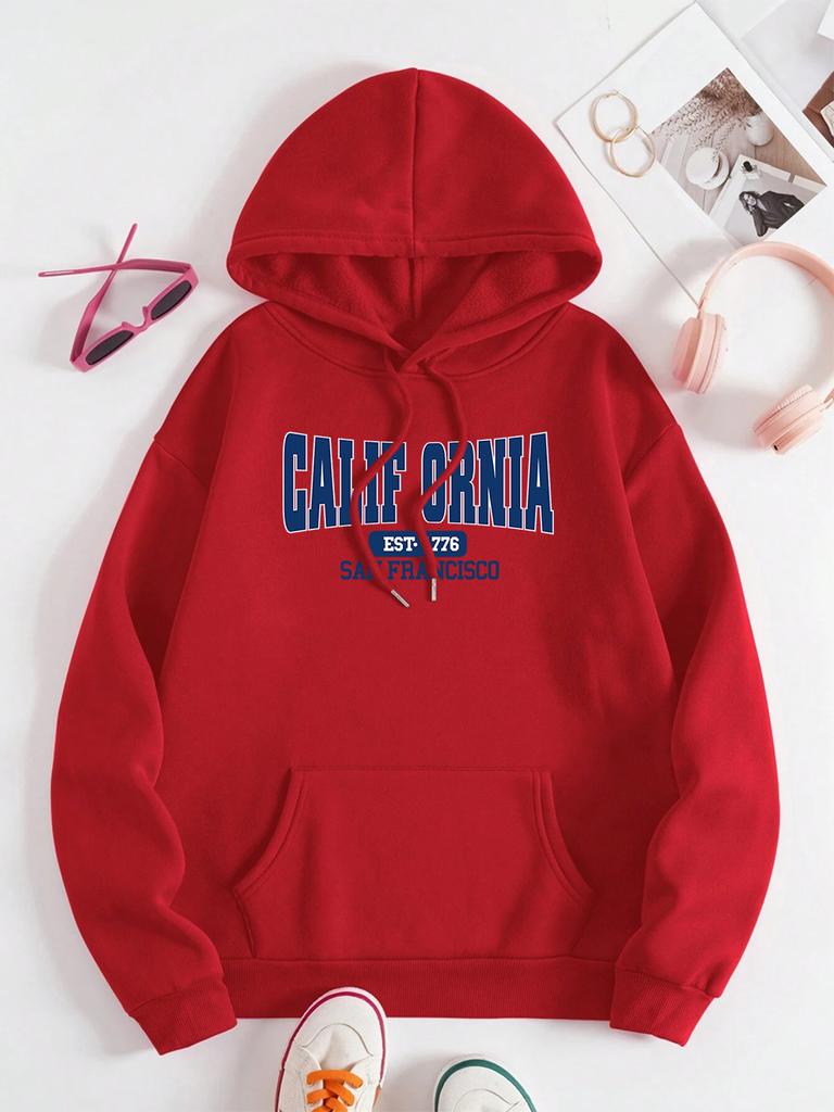 California Est 1776 San Francisco Men Women Hoodies Cute Pocket Pullovers Pattern Oversize Streetwear Fleece Couple Sportswear