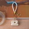 Mini Dumpling Coin Purse Keychain with Security Snap Detachable Wrist Strap Faux Leather Waterproof Compact Bag Key Holder
