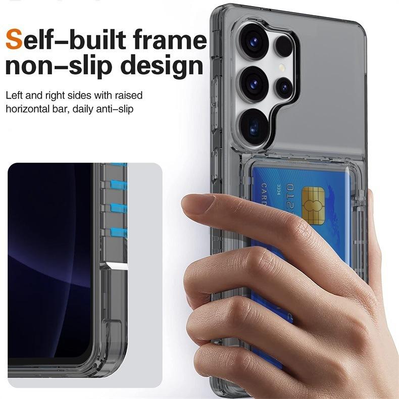 Vhodné pro Samsung S25 Ultra Průhledné PC Pouzdro na mobilní telefon S24 Sada Držák na pivo s odklápěcím držákem na karty S23 Ochranné pouzdro proti pádu