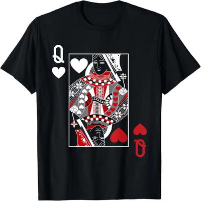 Queen Of Hearts Deck Of Cards Playing Cards Casino Poker T-Shirt