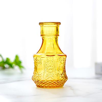 1PC Mini Home Decoration Flower Arrangement Hydroponic Glass Embossed Vase Vintage Style