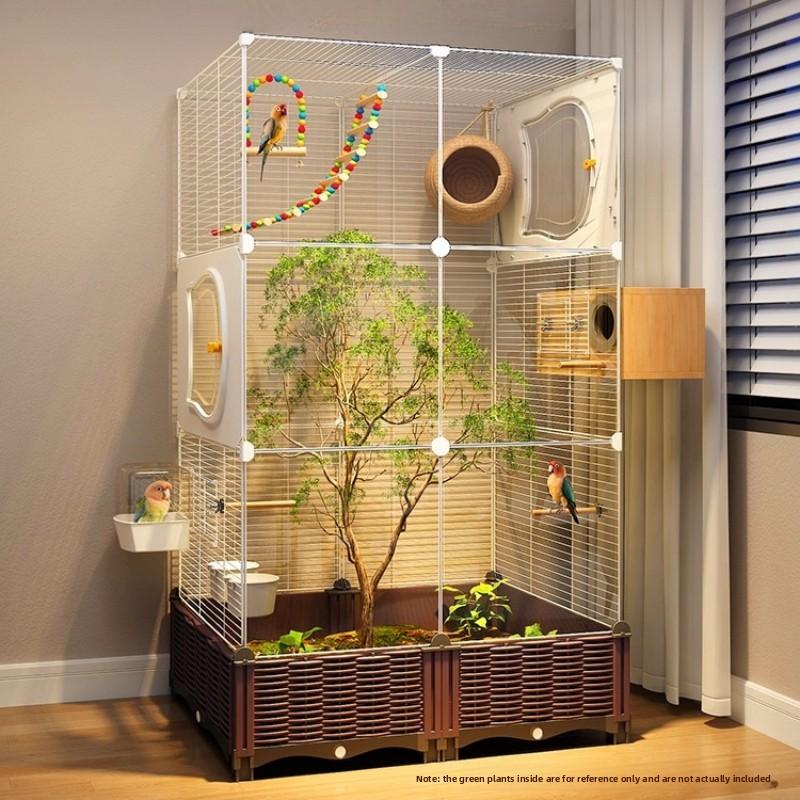 Grande Gabbia Villa per Pappagalli Lusso Design Anti-Schizzo per Cocorite e Calopsitte Spazioso Habitat di Riproduzione per Inseparabili
