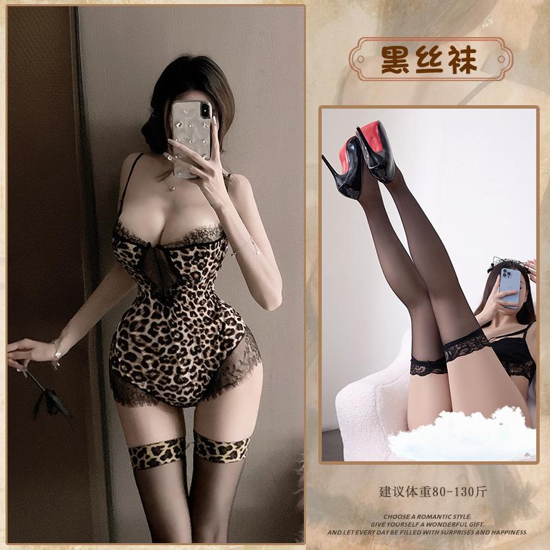 Sexy Leopard Print Lace Lingerie With Underwire Seductive Intimate Nightwear For Women