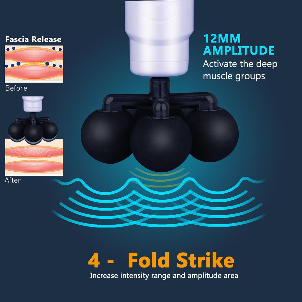 Massage Gun Variable Frequency 5 Levels Fascial gun Dual mode 4x Strike Massager head Massager Body Neck Back Leg Fitness Tool