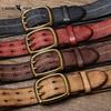 Retro Persönlichkeit Trend Distressed Doppel Dornschließe Gürtel Herren Echtes Leder Reine Rindsleder Koreanischer Stil Freizeitgürtel