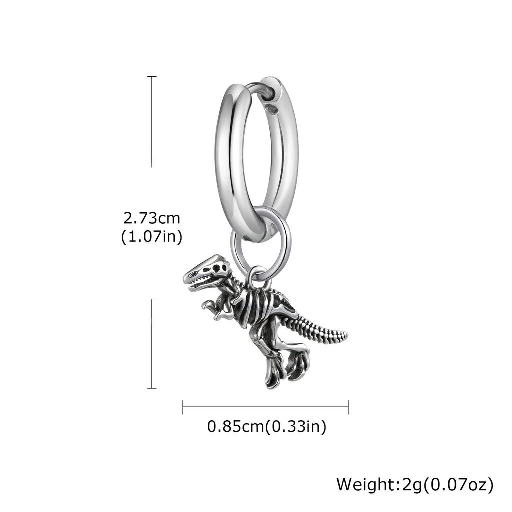 Men's Dinosaur Hoop Earring,Anti Allergy Tyrannosaurus Rex Skeleton Earrings,Jurassic Dinosaur Enthusiast Earring Gift