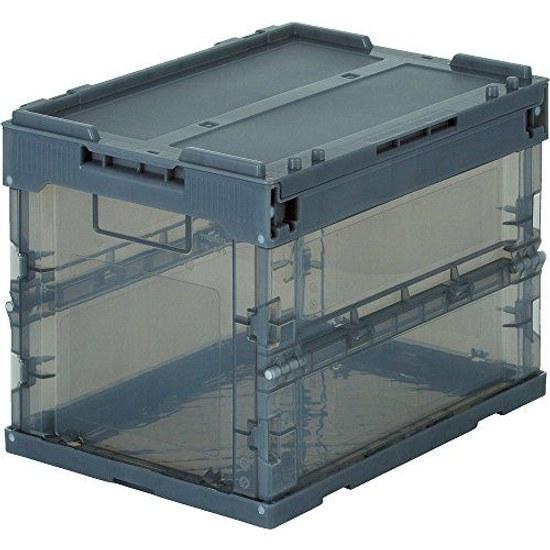 Trusco Nakayama (TRUSCO) Folding Container Skeleton Lid Storage Case Box Skelcon Transparent Black 20L TR-SC20-BK