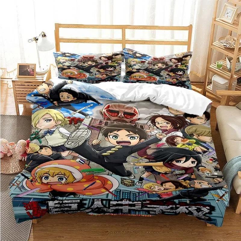 3D Printed Attack On Titan AOT Bedding Set Anime Eren Yeager Duvet Cover Double Twin Full Queen King Adult Kids Bedclothes Quilt