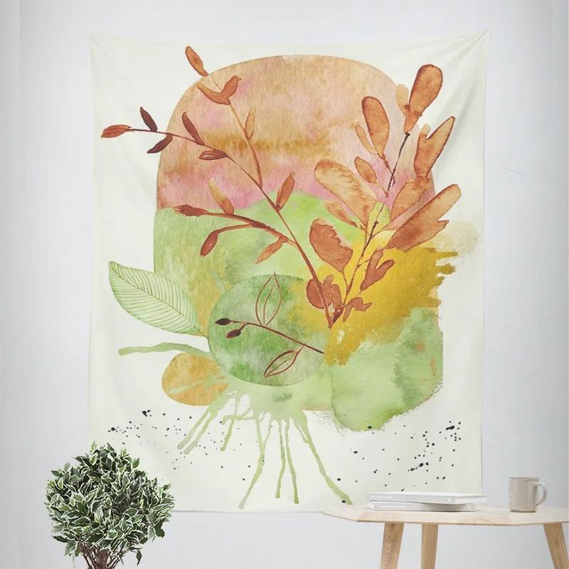 ins style abstract plant illustration tapestry Morandi bedroom decorative cloth cafe art background wall cloth