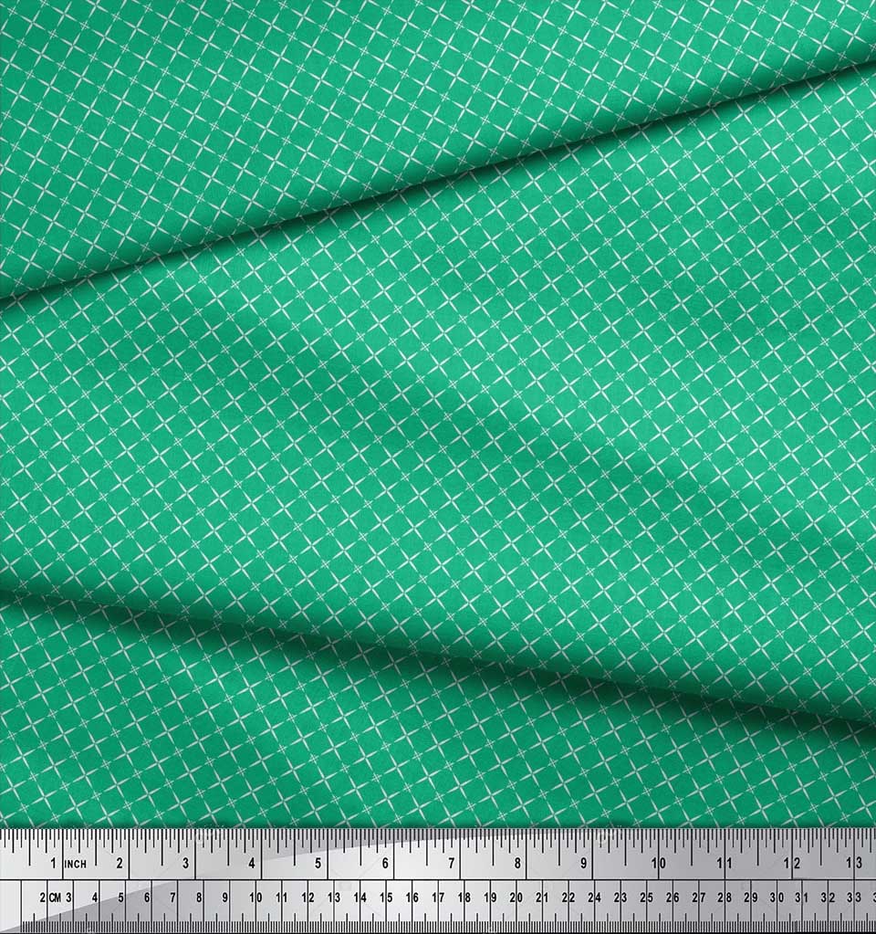 Soimoi Japan Crepe Satin Fabric Geometric Small Print Fabric by Metre 42 Inch