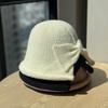 New Korean Style Slit Bow Fisherman Hat for Women Autumn and Winter Warm Basin Hat Fashionable and Versatile Ponytail Hat