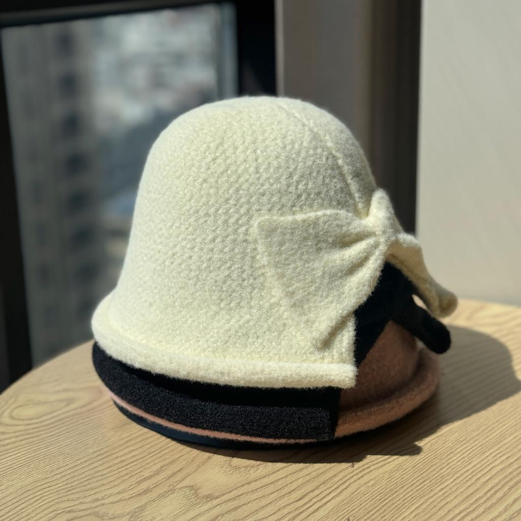 New Korean Style Slit Bow Fisherman Hat for Women Autumn and Winter Warm Basin Hat Fashionable and Versatile Ponytail Hat