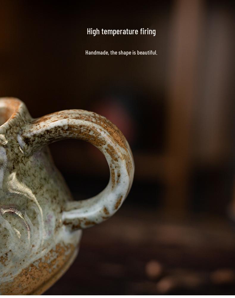 Retro Ceramic Kiln-Glazed Mug & Saucer - Customizable Logo