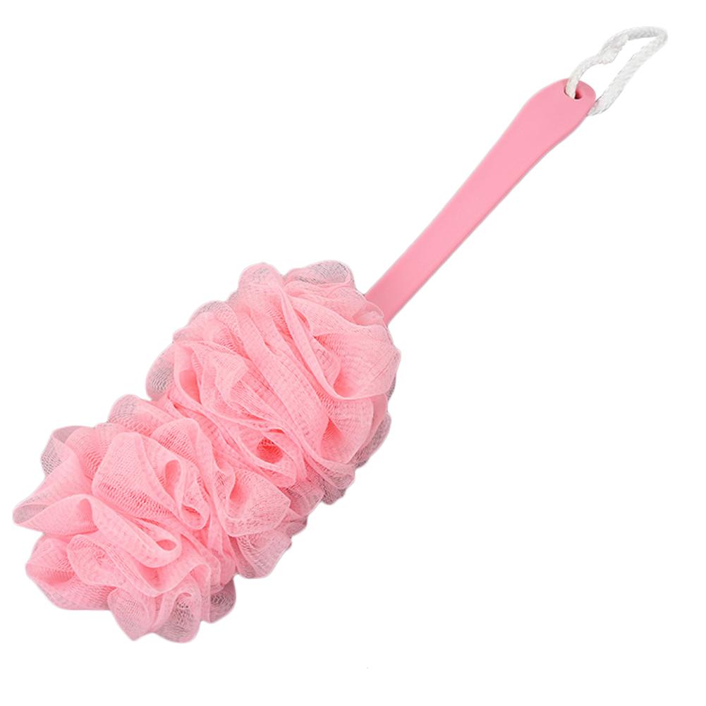 Long Handle Bath Brush Hanging Soft Mesh Back Body Bath Sponge Brush Shower Pink Spa Scrubber Bath Accessories For Adult