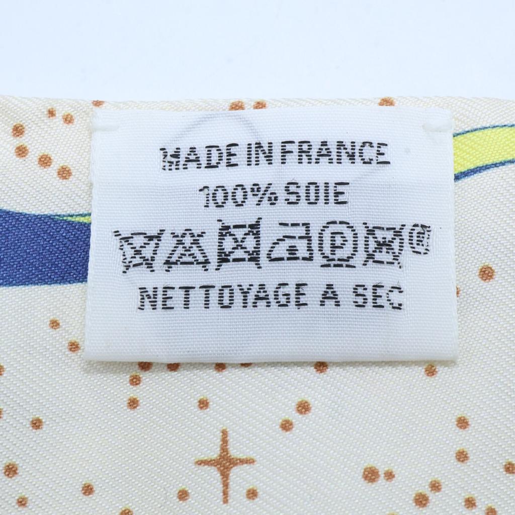 HERMES Space Derby Silk 100 Twilly scarf whiteUsed