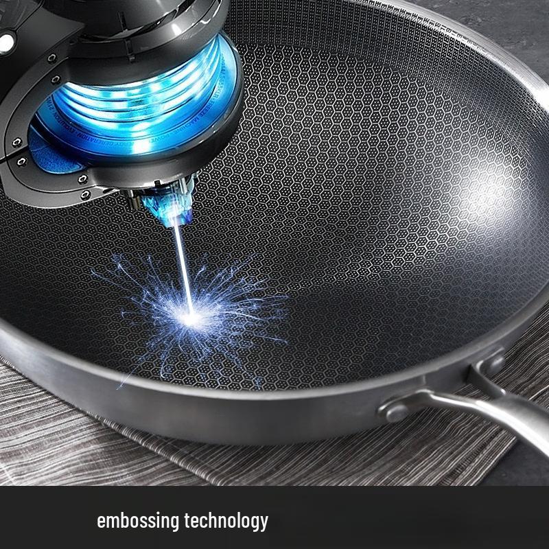Zhishi 304 Stainless Steel Honeycomb Non-Stick Wok