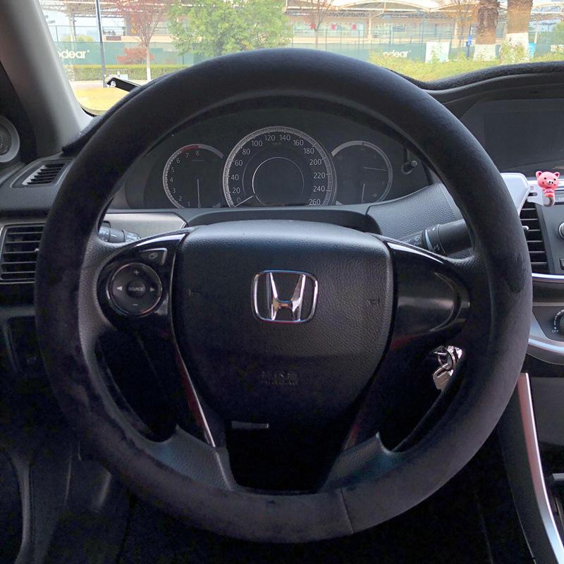 Short Plush Steering Wheel Cover Kawaii Winter Warm Car Handle Cover Anti-skid Cartoon Cute Cat Ear Steering Cover Pink Gift