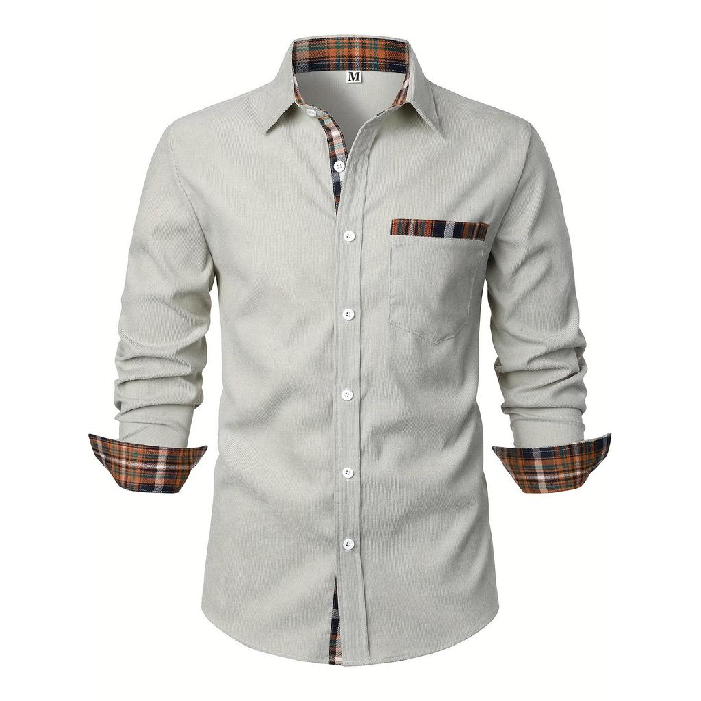 Men's Casual Outdoor Collared Corduroy Long-Sleeve Shirt