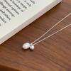 Versatile Exquisite Round Double Pendant Clavicle Chain S925 Silver Ins Simple Natural Freshwater Pearl Necklace