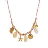 18k Gold Electroplated Clavicle Chain Necklace with Starfish and Small Fish Pendant