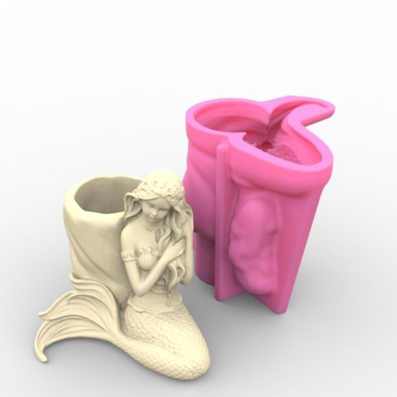 Versatile Silicone Mould for Merman Flower Pots Easy Demoulding Cement Planter Accessory for Enthusiasts Household