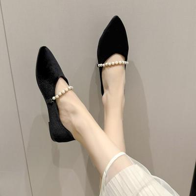 Trendy Pointed Shallow Mouth Single Shoes Women 2024 New Versatile Luxury Decoration Solid Color Women's Flat Sole Single Shoes