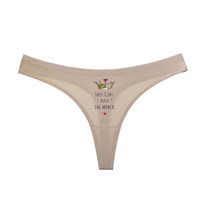 Women's Spring and Summer A Piece of Ice Silk Without Trace Cartoon Sexy Fitness Exercise Yoga Thong Underwear