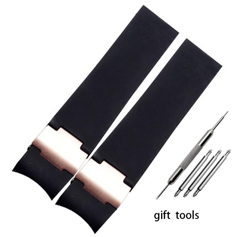 Rubber wristwatch strap silicone wristwatch strap with Ulysse Nardin blue black brown 25 * 12mm  men  tools watchband 22-20mm