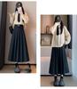 2026 Women's Petite High-Waisted Gray Wool Blend Pleated A-Line Skirt - Autumn Style