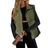 Women's Fashion Casual Solid Color Print Autumn Winter Sleeveless POLO Neck Jackets & Coats