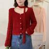 Light Luxury Imitation Mink Velvet Knitted Sweater Women's Base Autumn and Winter White Design Temperament Neck Foreign Style Cardigan Top