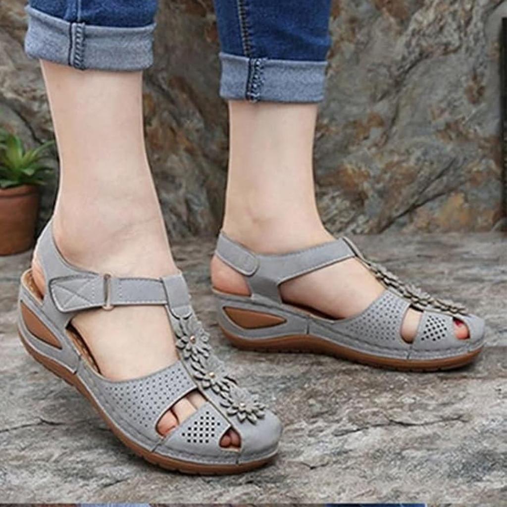 Damen Sandalen mit offenem Zeh, Hohlmuster, floral, weiche Sohle, lässiger Stil, bequem, Sommer, atmungsaktiv, leicht, zum Hineinschlüpfen